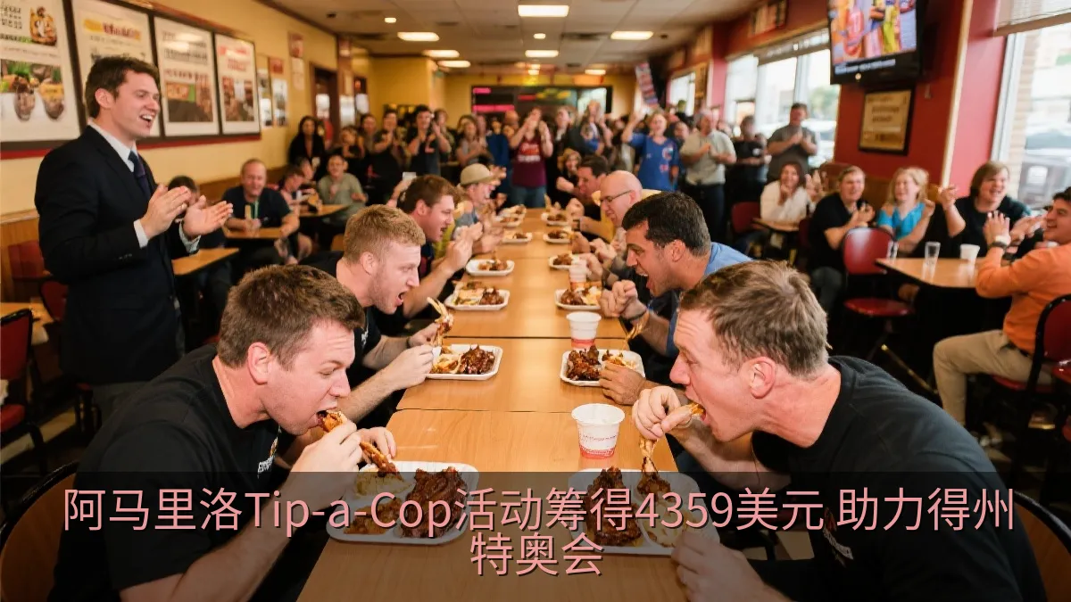餐厅内举行的肋排速食比赛，观众在旁加油