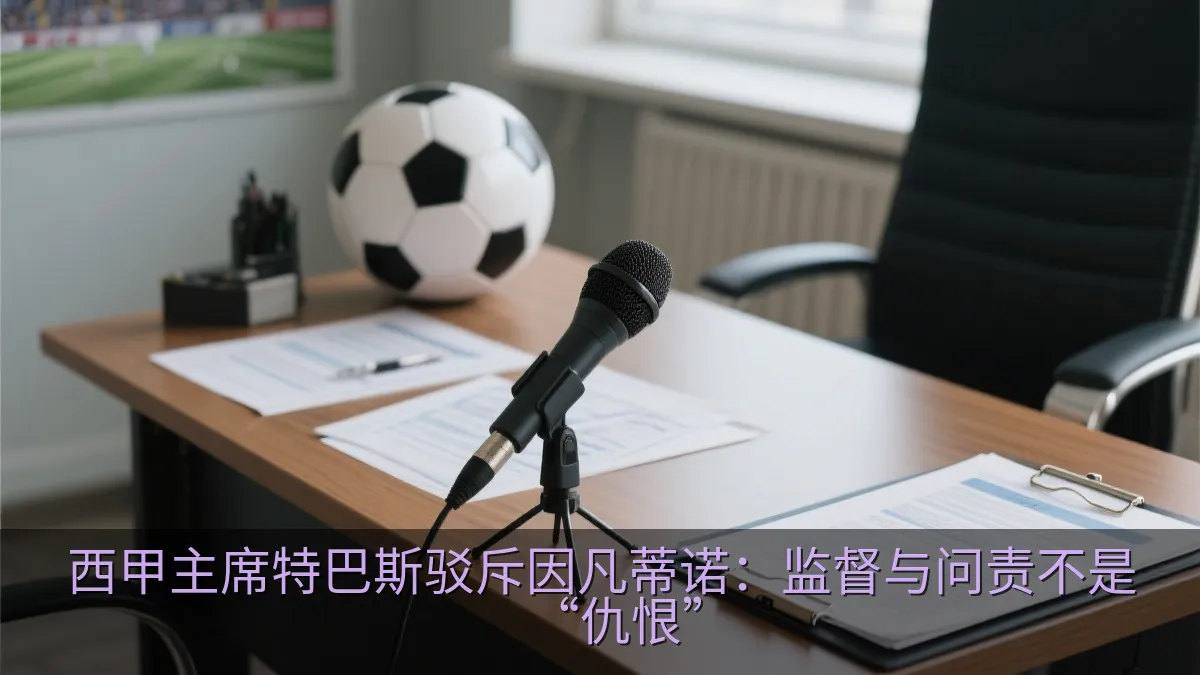 足球赛事文件与采访麦克风的示意场景